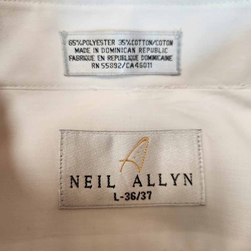 Neil Allyn Men`s Shirt Size L - 36/37 White Formal Tuxedo Pleated Front - Picture 3 of 7